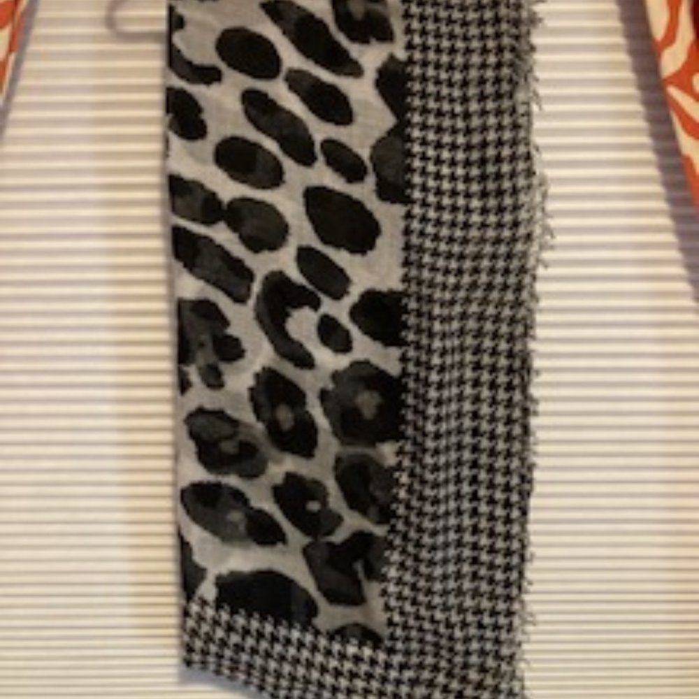Black Spotted Herringbone Scarf or wrap, lightweight cotton, very stylish!
